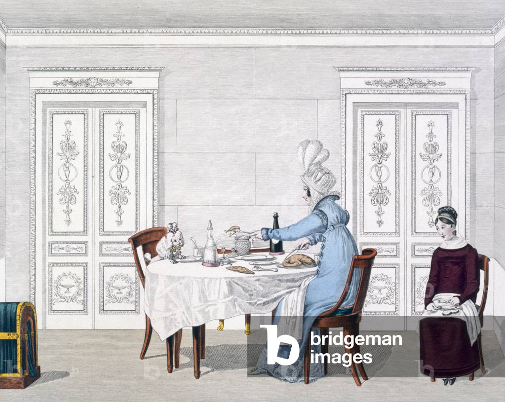 Dog Mania, plate 106 from 'Le Bon Genre, 1818 (coloured engraving)