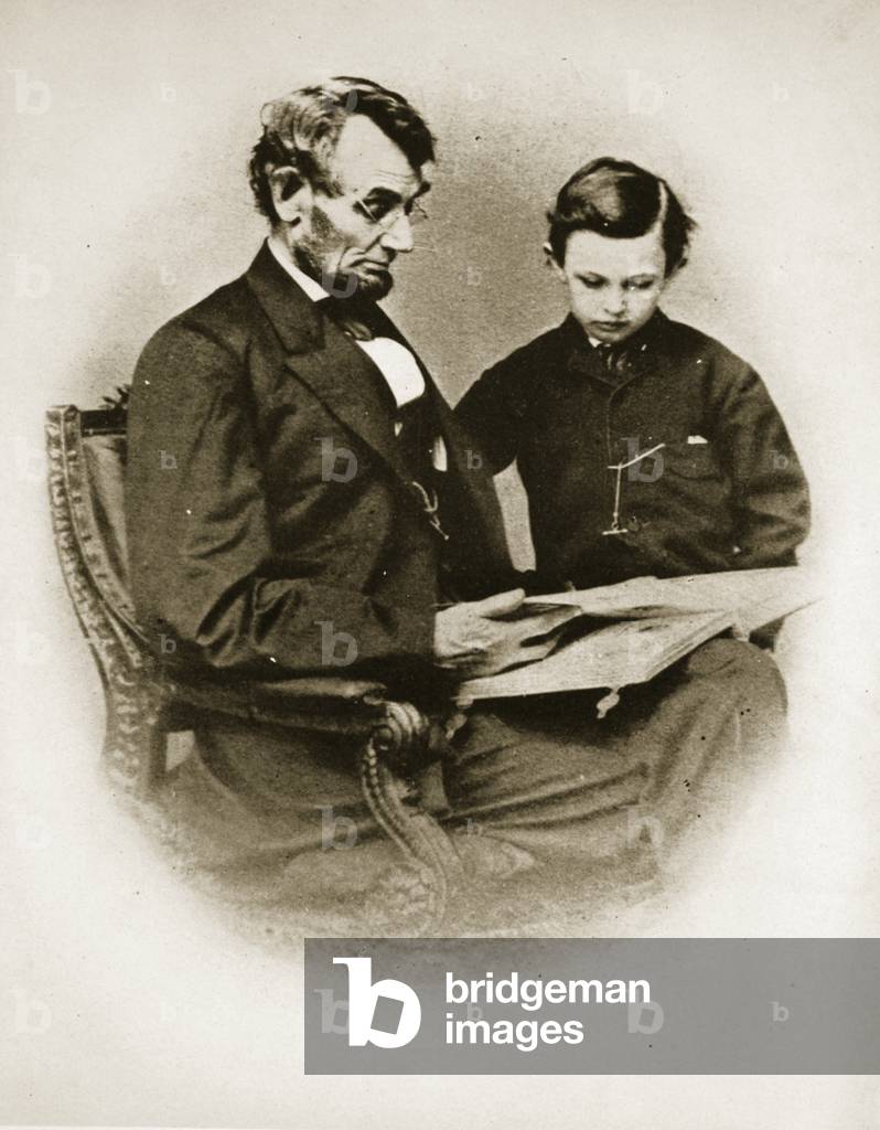 Lincoln and Tad, 1864 (b/w photo)
