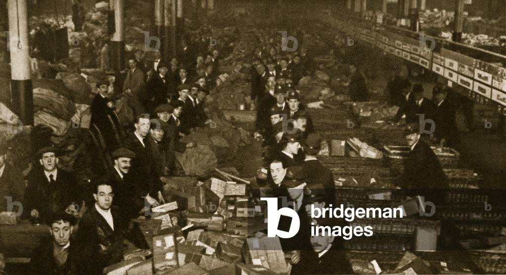 Sorting parcels at the Post Office, Mount Pleasant (sepia photo)