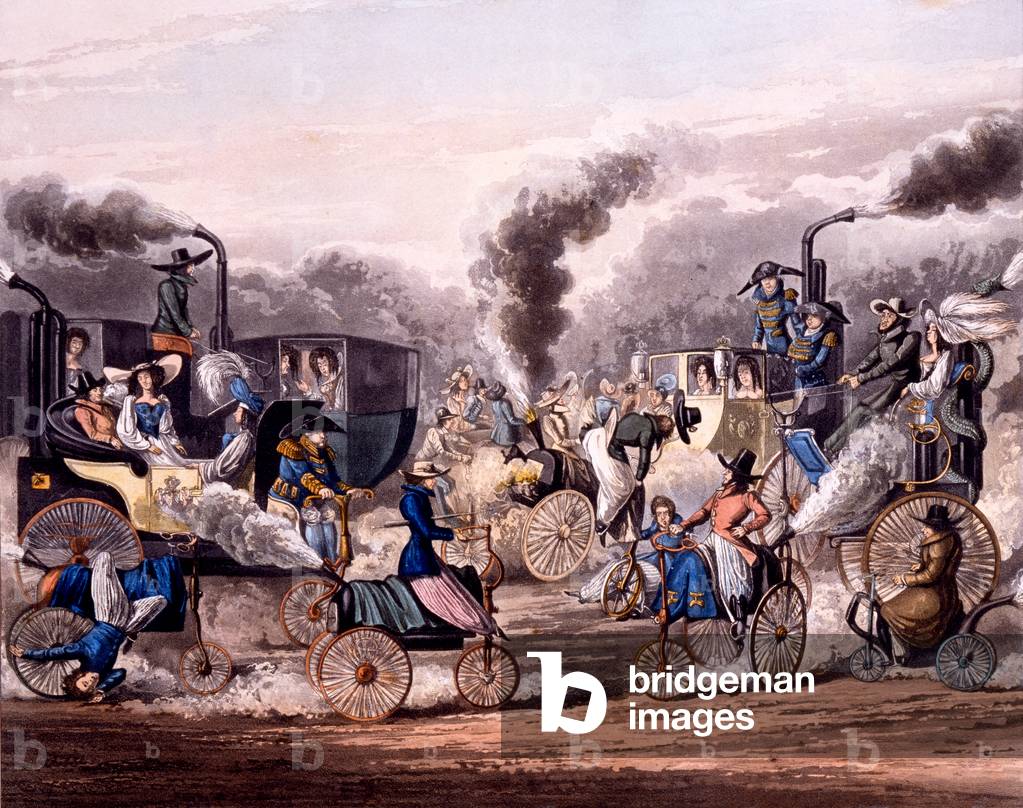 Steam-powered vehicles (colour litho)