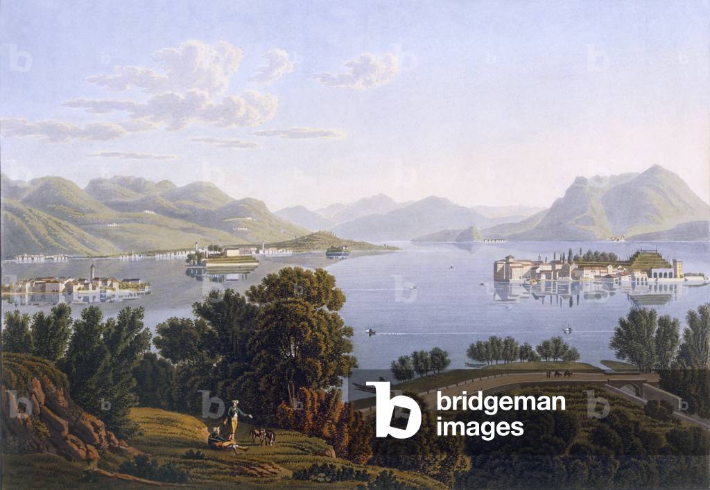 View of Lake Maggiore and the Borromean Islands, from 'Voyage Pittoresque de Geneve a Milan', 1819 (colour litho)