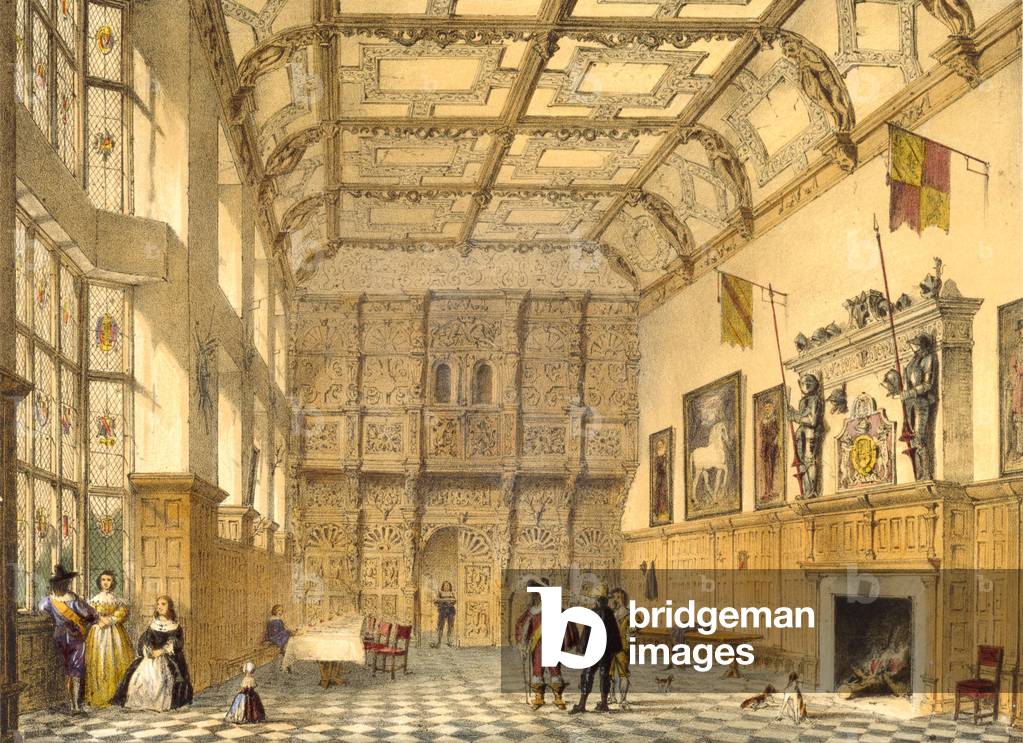 The Great Hall, Hatfield, Berkshire, 1600, illustration from 'Architecture of the Middle Ages', 1838 (colour litho)