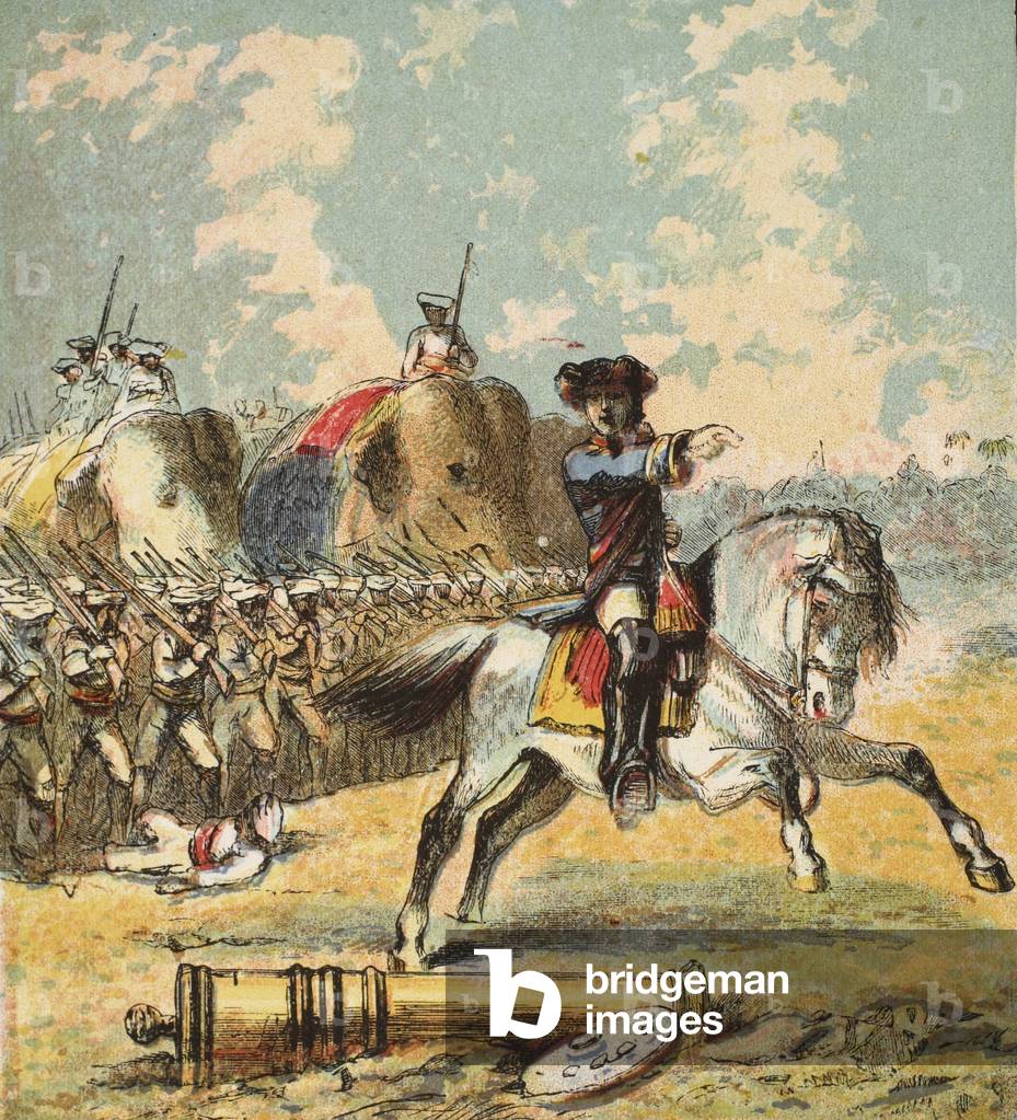 Clive's Victory in India, pub. 1890 (colour lithograph)