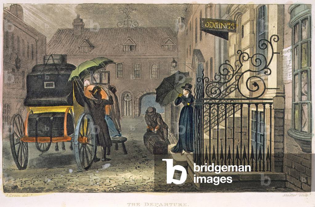 The Departure, Platte aus „Poetical Sketches of Scarborough“, Kupferstich von Joseph Constantine Stadler (fl.1