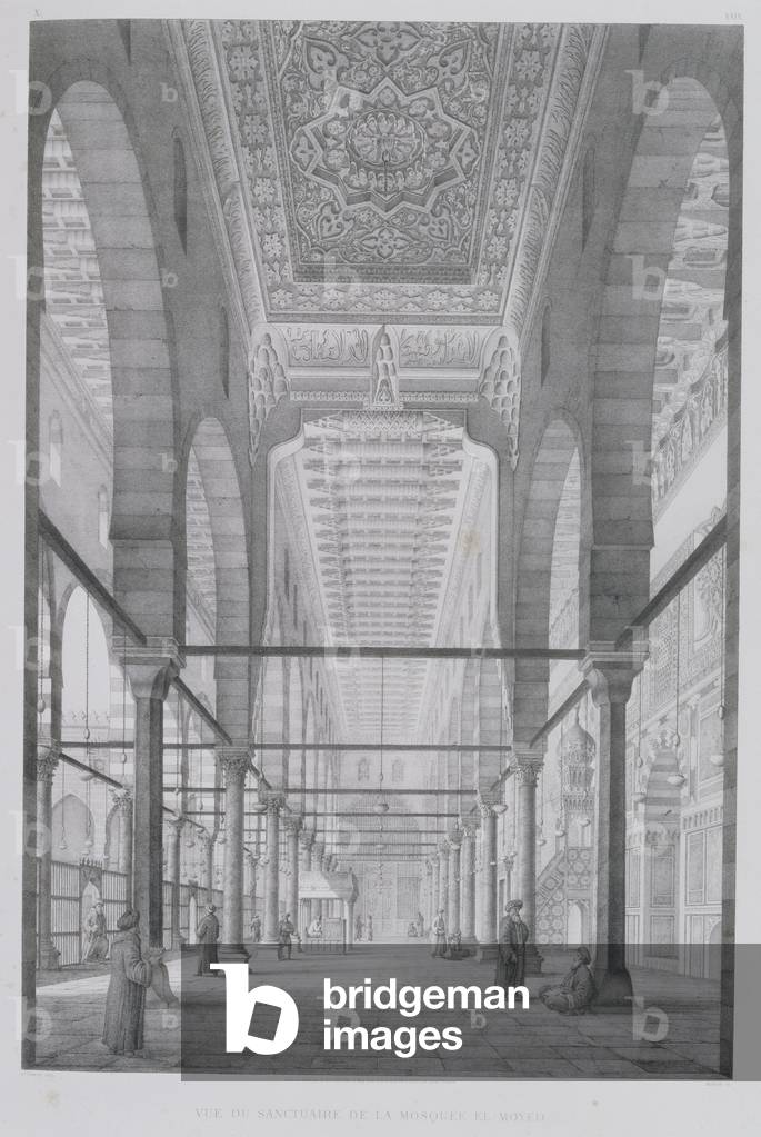View of the Sanctuary of the Mosque of Moyed, plate 29 from 'Monuments and Buildings of Cairo', engraved by Auguste Hibon (1780-1857) 1829 (litho)