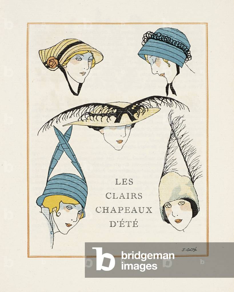 Les Clair Chapeaux d'Ete, pub. 1914 (pochoir print)