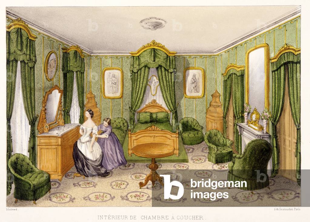 Interieur de Chambre A Coucher, from le Garde-Meubile, late 19th century, lithograph
