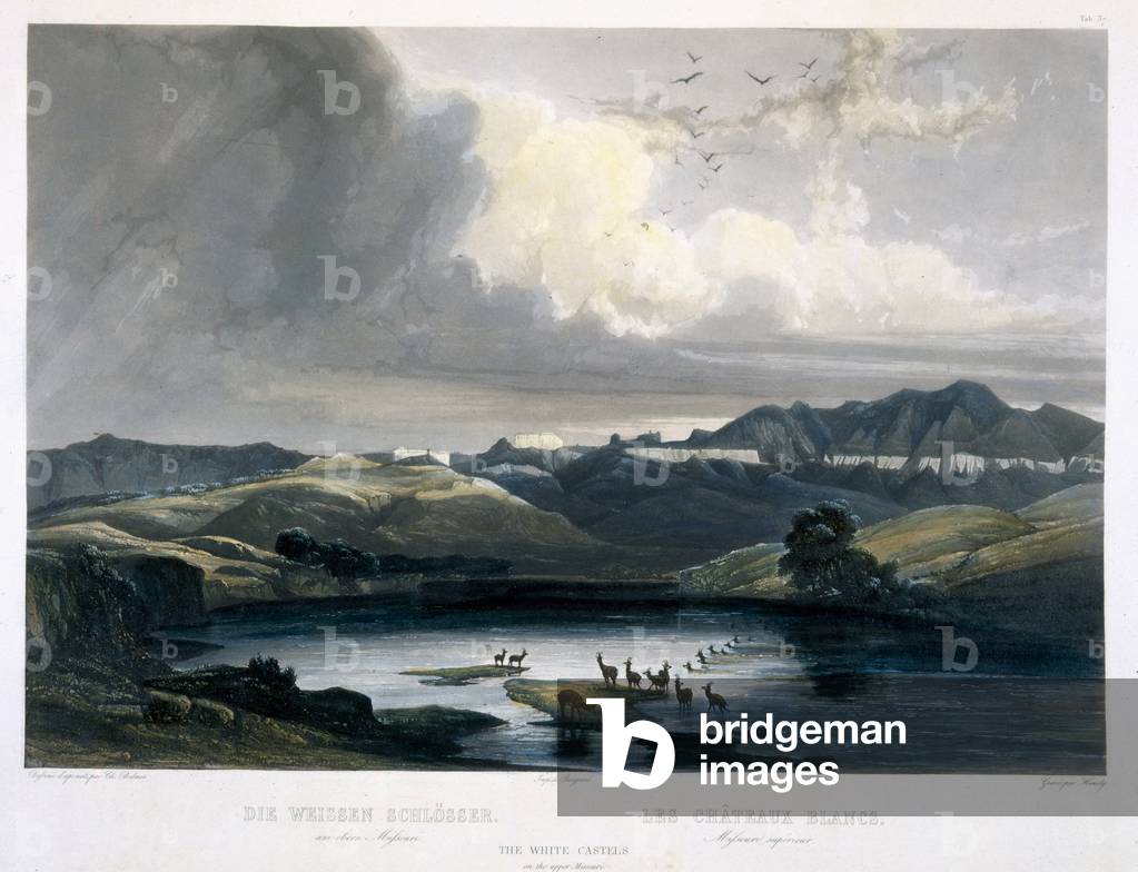 The White Castels on the Upper Missouri, plate 37 from Volume 2 of 'Travels in the Interior of North America', engraved by Sigismond Himely (1801-72) 1844 (aquatint)