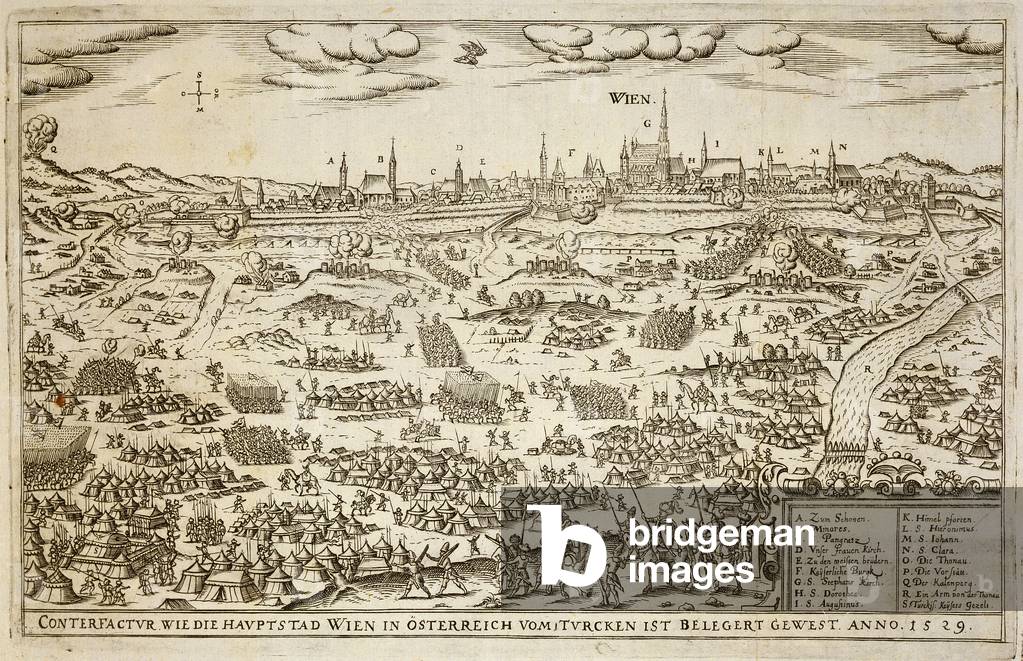 "Die Belagerung Wiens im Jahre 1529", 17. Jahrhundert von German School, b/w