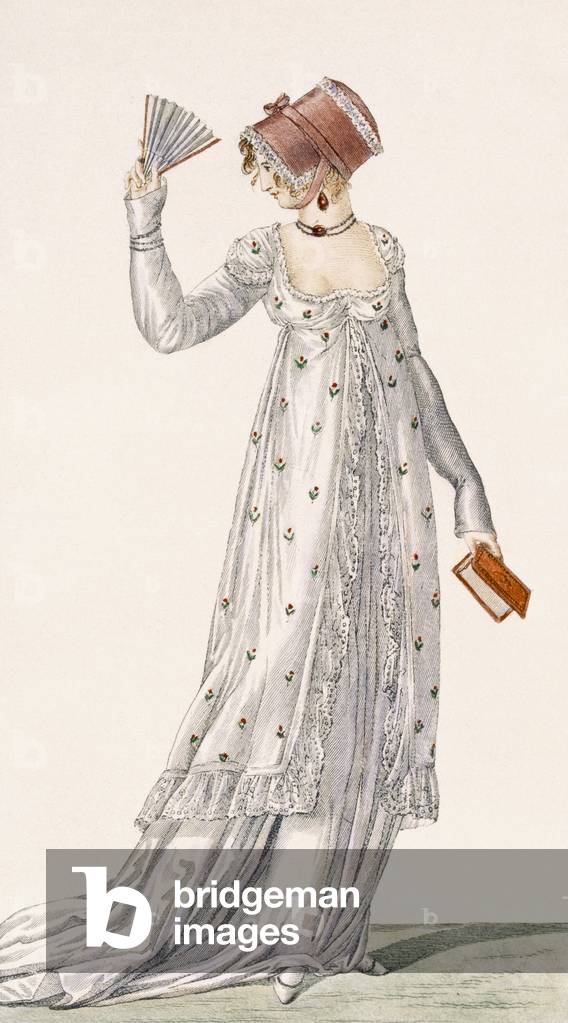 Image of Ladies Evening Dress, fashion plate from Ackermann's Repository of  Arts, by English School, (19th century)