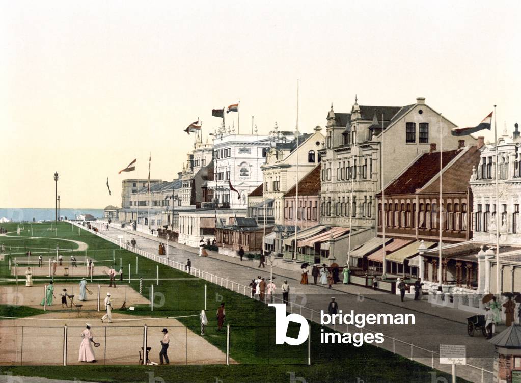 View of Kaiserstrasse, Norderney, Germany, pub. c.1895 (postcard chromolithograph)