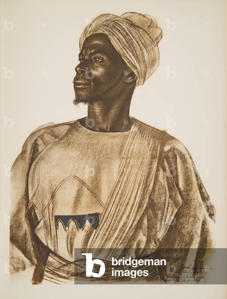 Gadem, chassseur d'elephants (Birao), from Dessins et Peintures d'Afrique, executes au cours de l'expedition Citroen Centre Afrique, deuxieme mission Haardt Audouin-Dubreuil,  pub. Paris, 1927 (colour litho)
