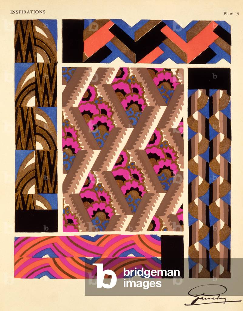 Abstract Designs, plate 15 from 'Inspirations' by A Garcelon, published Paris 1930 (colour litho)