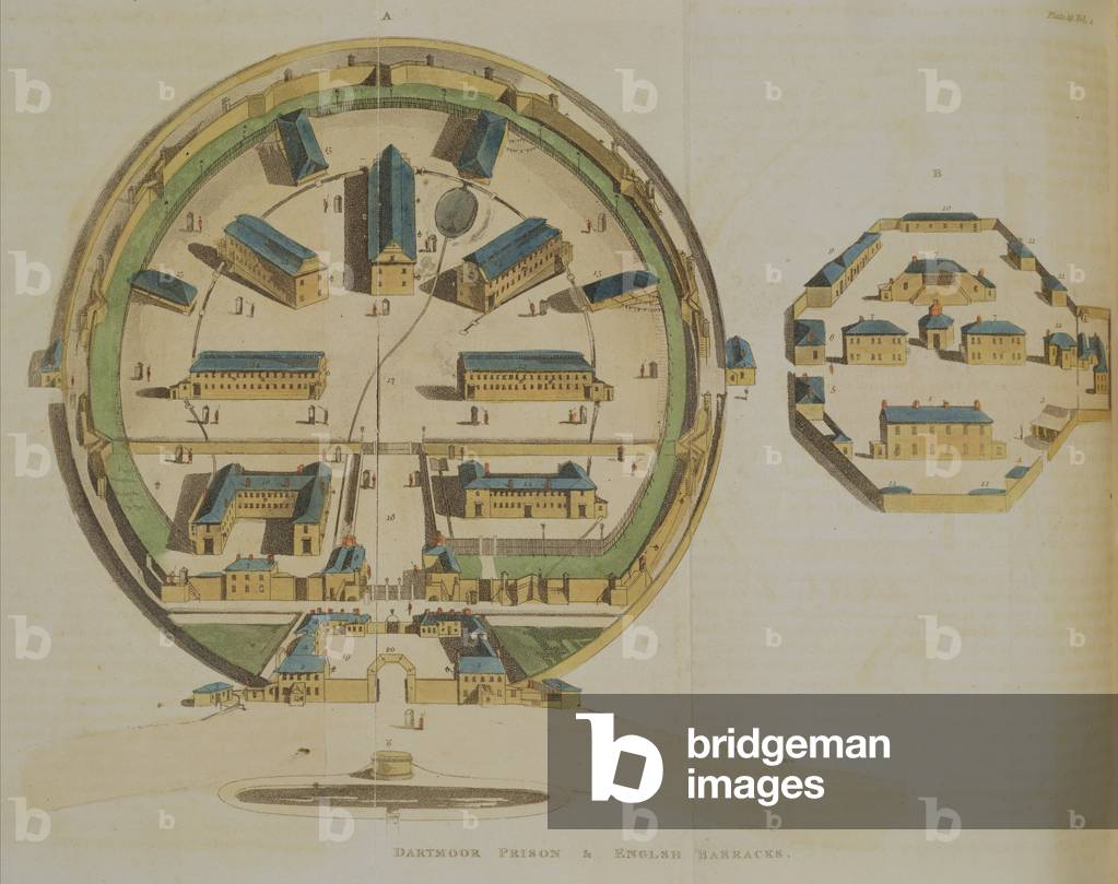Dartmoor Prison, 1810 (coloured engraving)
