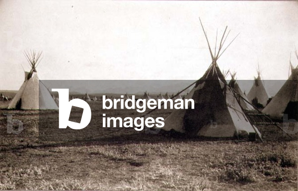 Indian Tents, photographed by the Royal Engineers on the Forty-Ninth Parallel (sepia photo)