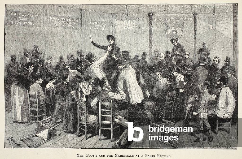 Mrs Booth and the Marechale at a Paris Meeting (engraving)