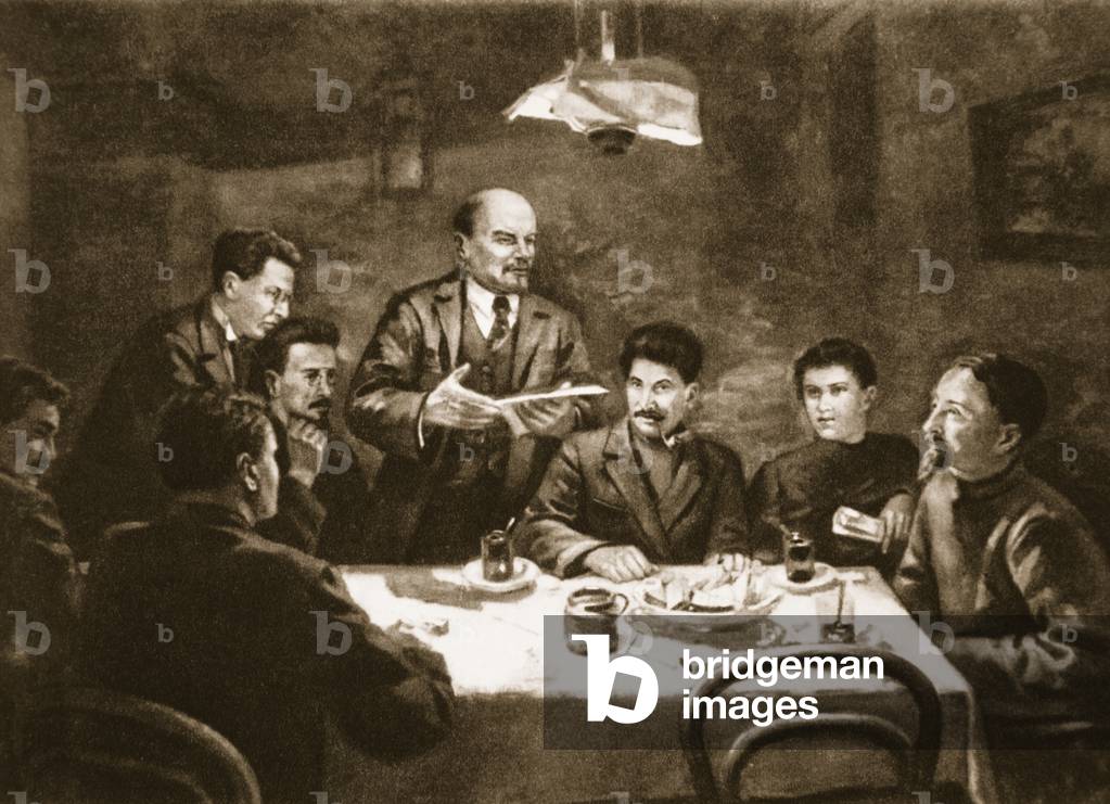 Meeting of the Central Committee of the Bolshevik Party, 23rd October 1917 (litho)