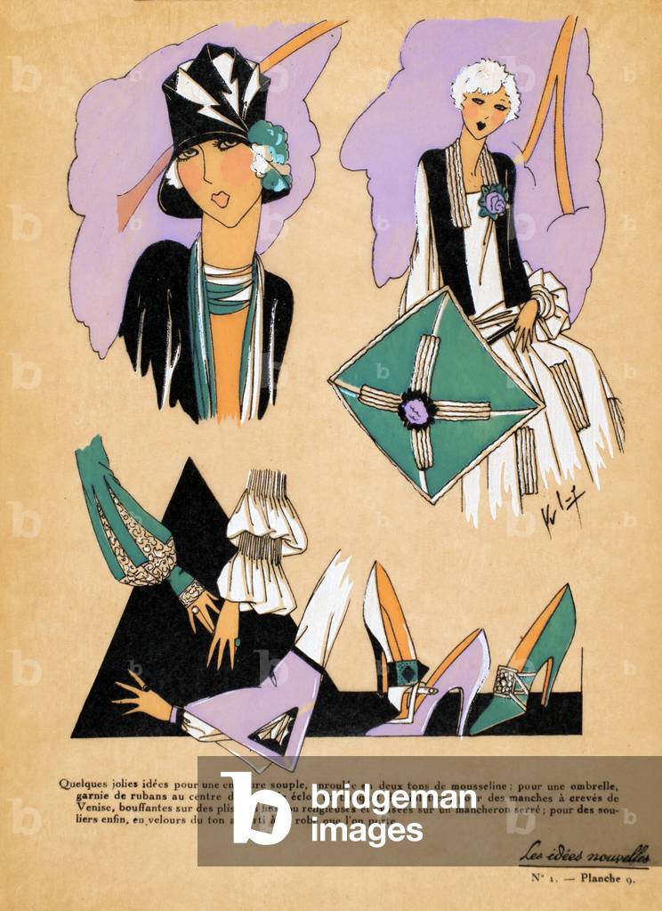 Various designs for accessories, Les Idées Nouvelles, 1928 (pochoir print on tissue paper)