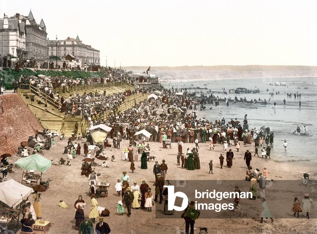 View of an English beach (hand-coloured photo)