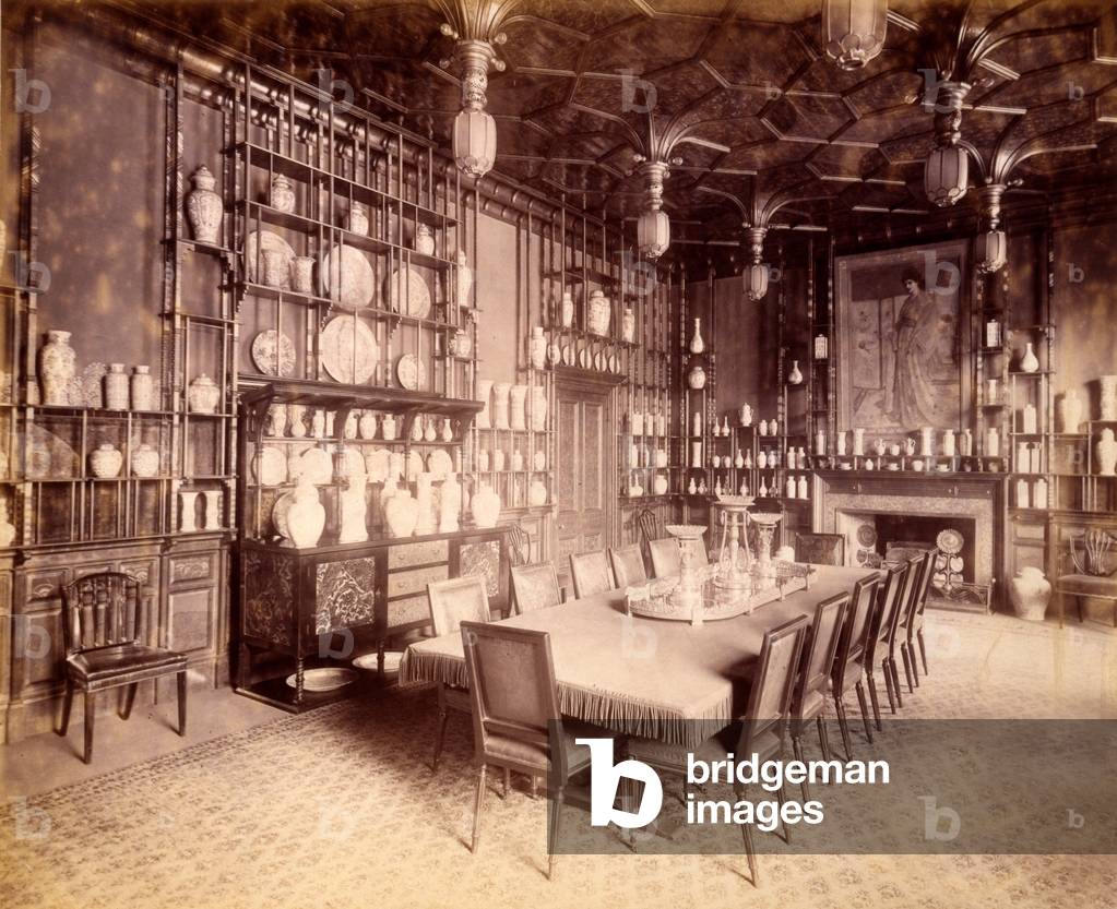 Dining room at Prince's Gate, London, 19th century  (b/w photo)
