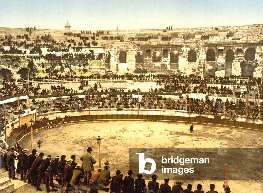 Inside the Amphitheatre at Nîmes, 1890-1900 (chromolitho)