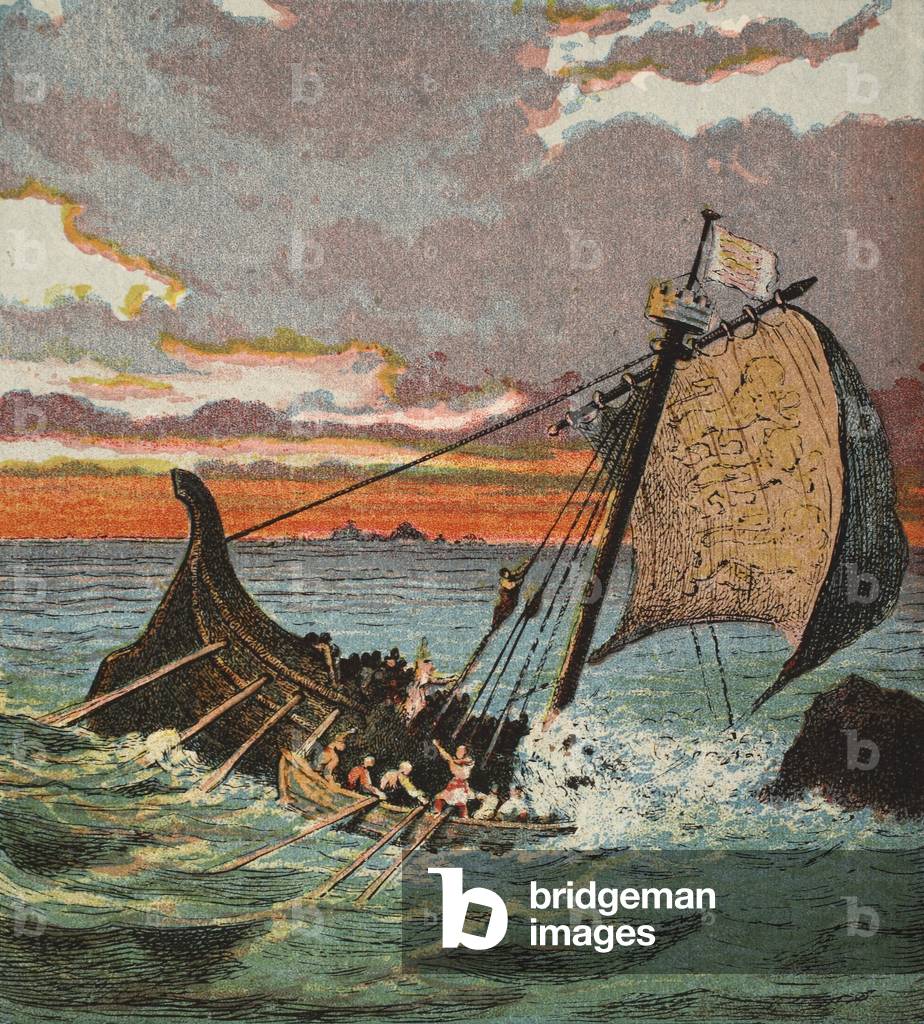 Wreck of the 'White Ship', pub. 1890 (colour lithograph)
