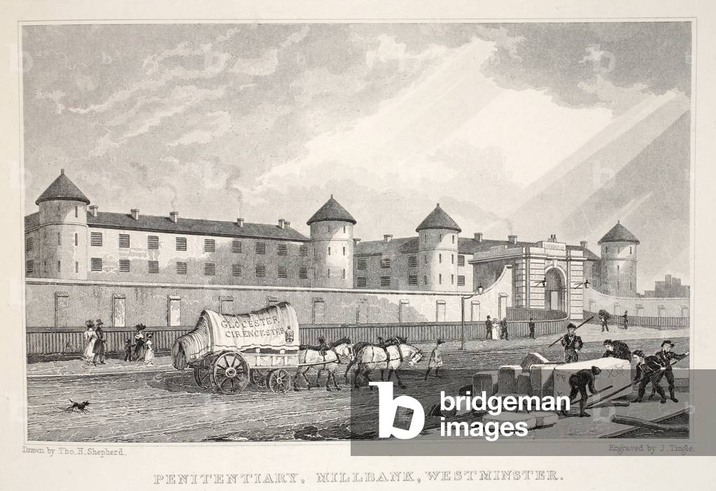 Penitentiary, Millbank, Westminster, from 'London and it's Environs in the Nineteenth Century' pub. Jones & Co., 1827-1829 (engraving)