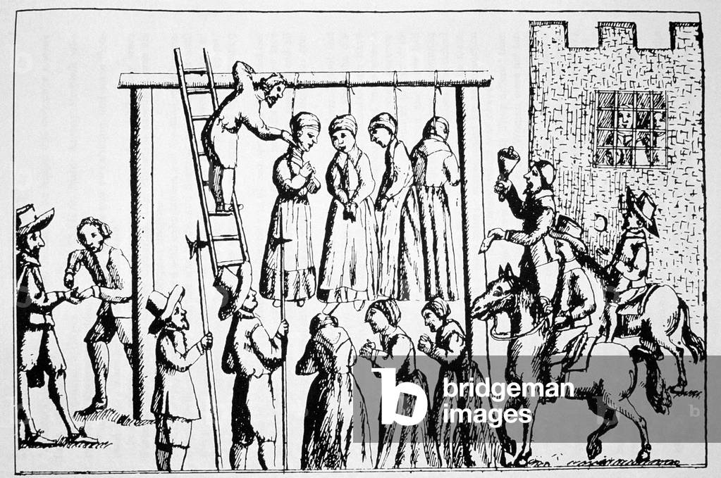 An Execution of Witches in England (engraving)
