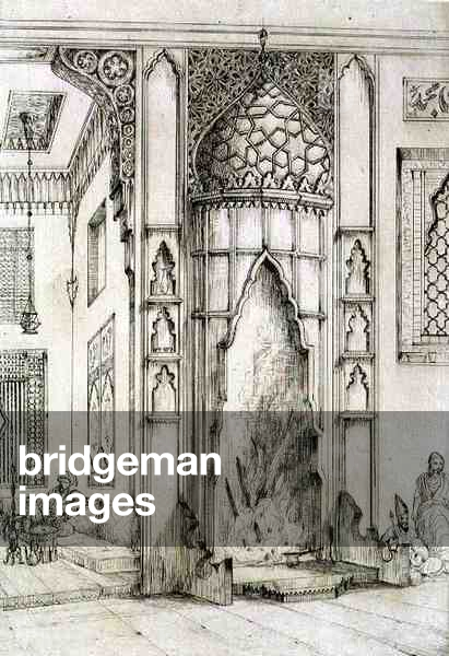 Fireplace in the Palace of the Seven Towers, in Isfahan, from 'Art and Industry', published by Delatre, Paris, 1857 (engraving)