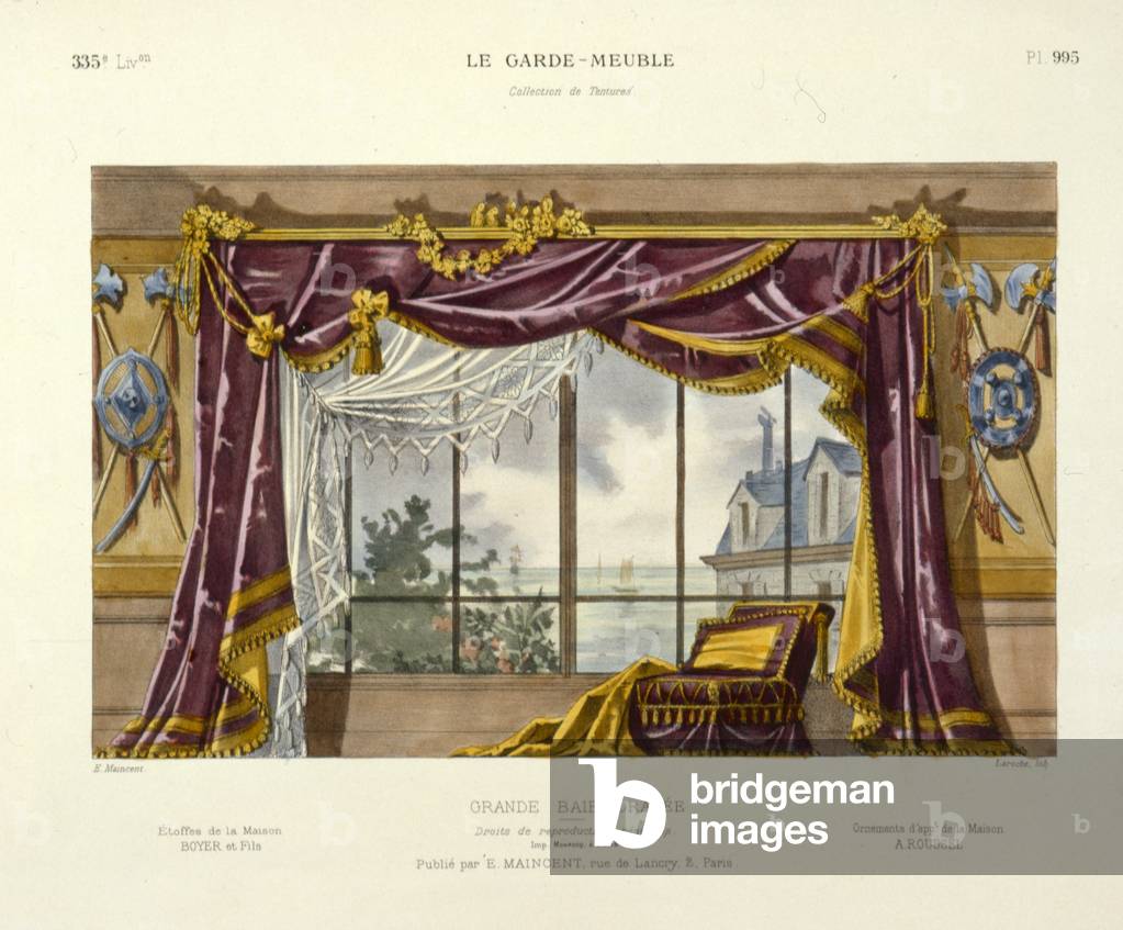 Grande Baie Drapee from Le Garde-Meuble, Pub.  Paris, c.1890 (colour litho)
