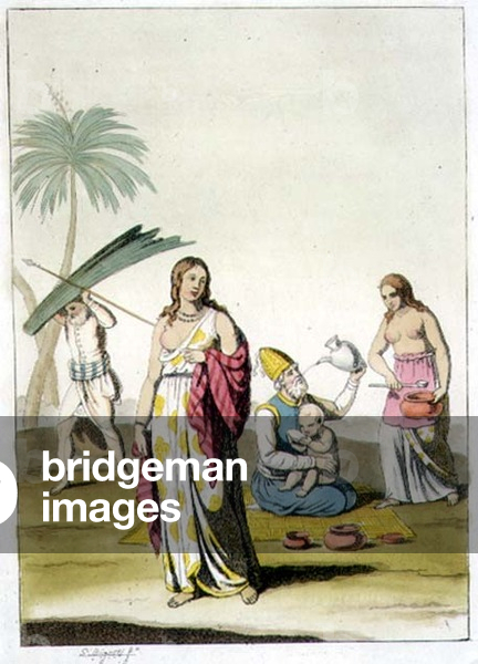 Indian family, from 'Le Costume Ancien et Moderne' by Jules Ferrario, published c.1820s-30s (colour litho)