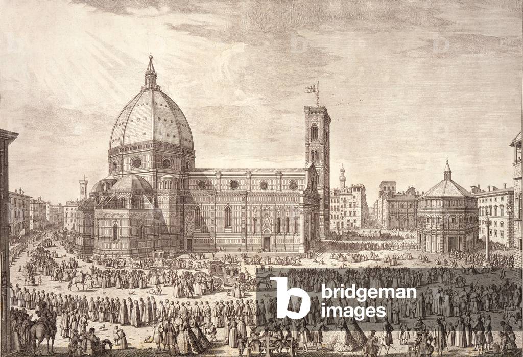 View of the City of Florence with the Baptistery of St. John and the Procession of Corpus Domini (engraving)