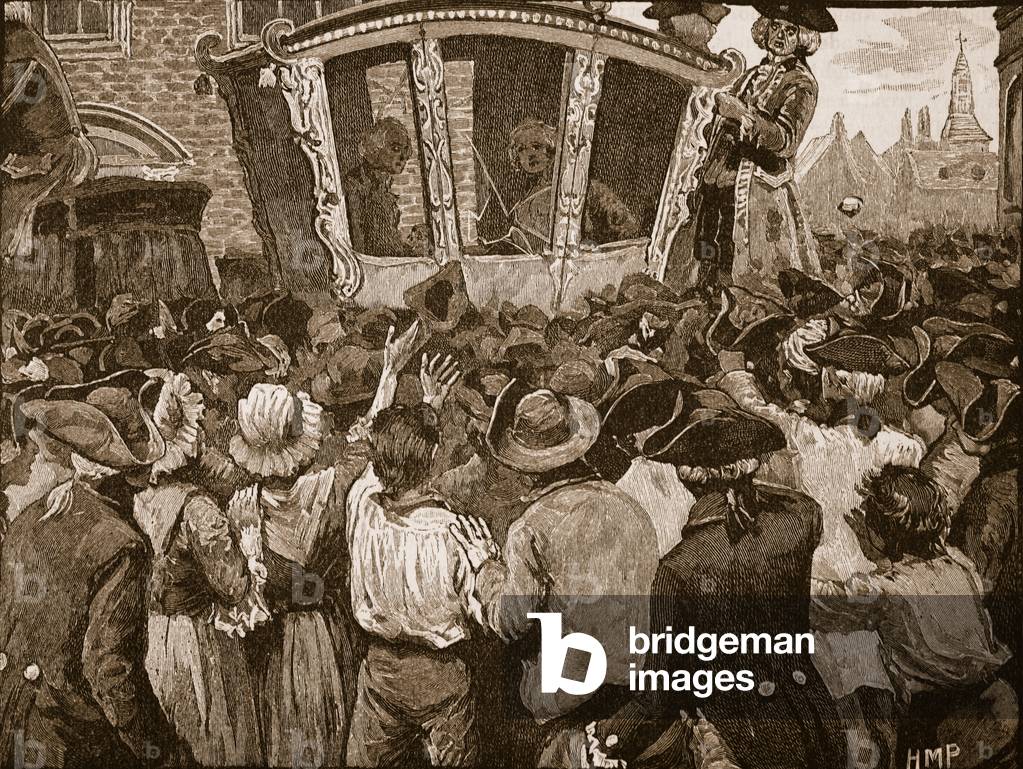 Attempt on the King's Life, 1795, illustration from 'Cassell's Illustrated History of England' (engraving) (sepia photo)