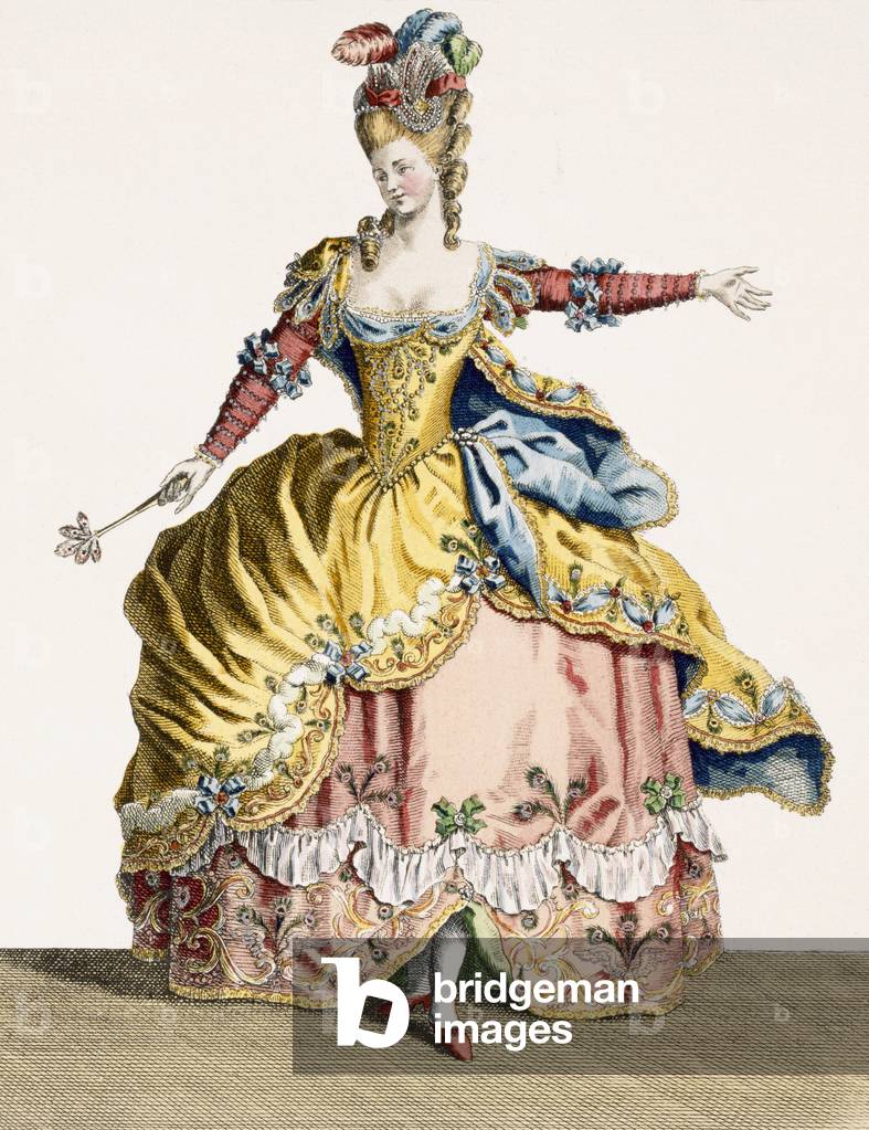 Bild von Gravur "Kostüm für die Königin der Sylphen im Ballett der Elemente", 18. Jahrhundert von Jean Baptist