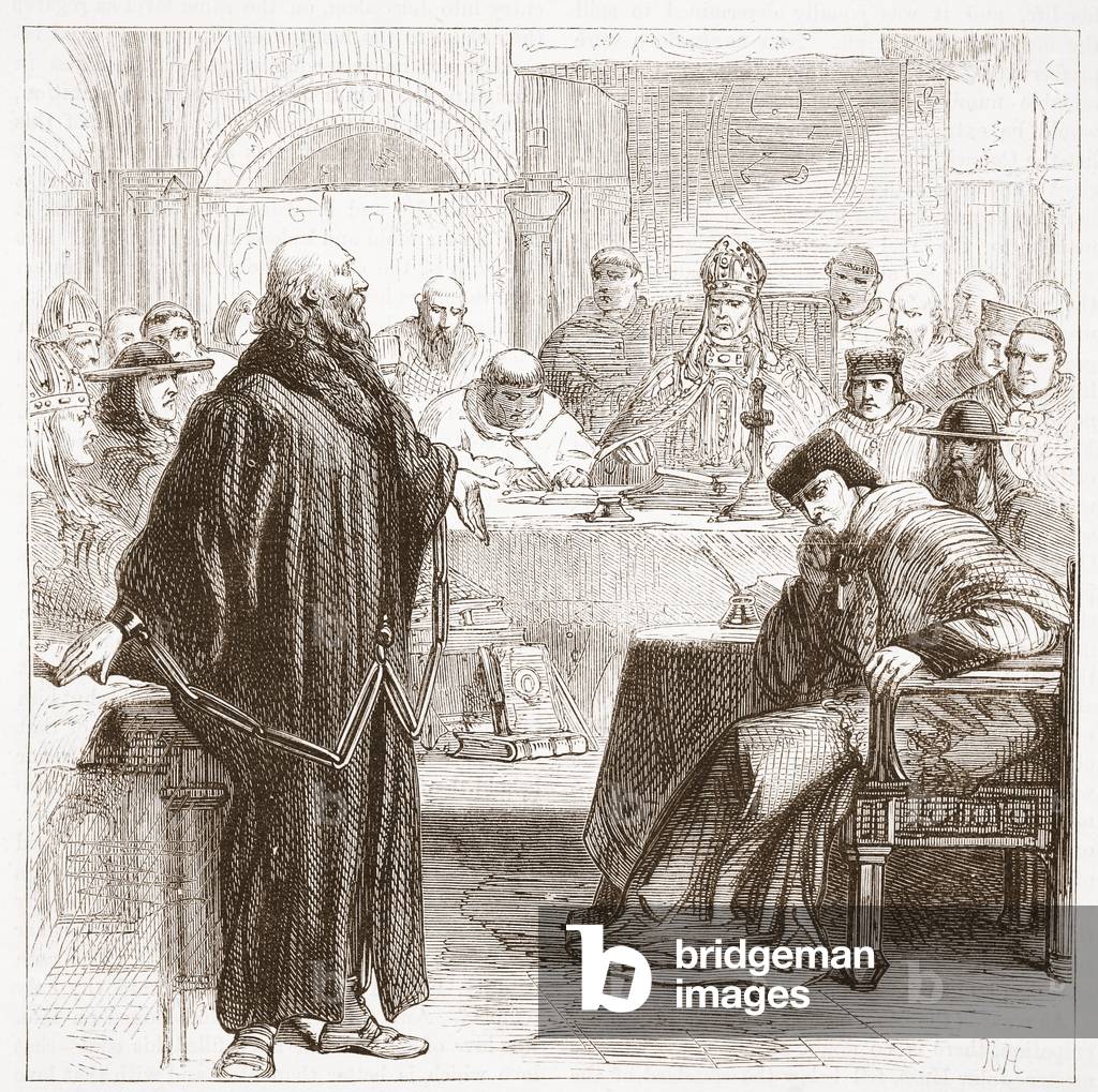 Jerome speaking at his trial, illustration from 'The History of Protestantism' by James Aitken Wylie (1808-1890), pub. 1878 (engraving)