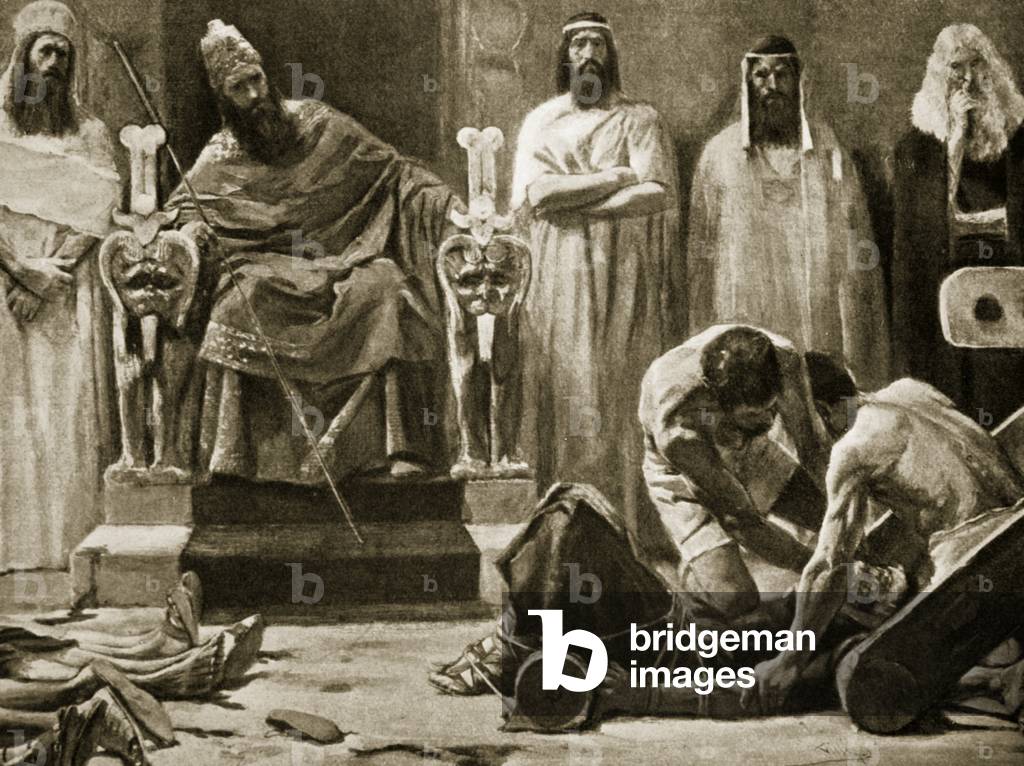 Image of Zedekiah is blinded and taken to Babylon, 586 B.C.