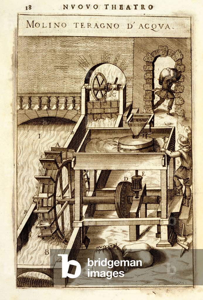 Water-powered milling machine, 1607 (engraving)
