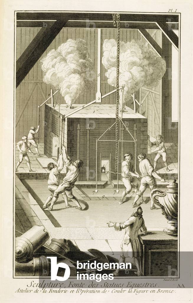 A sculptor's foundry, from the 'Encyclopedie des Sciences et Metiers' by Denis Diderot (1713-84) published c.1770 (engraving)