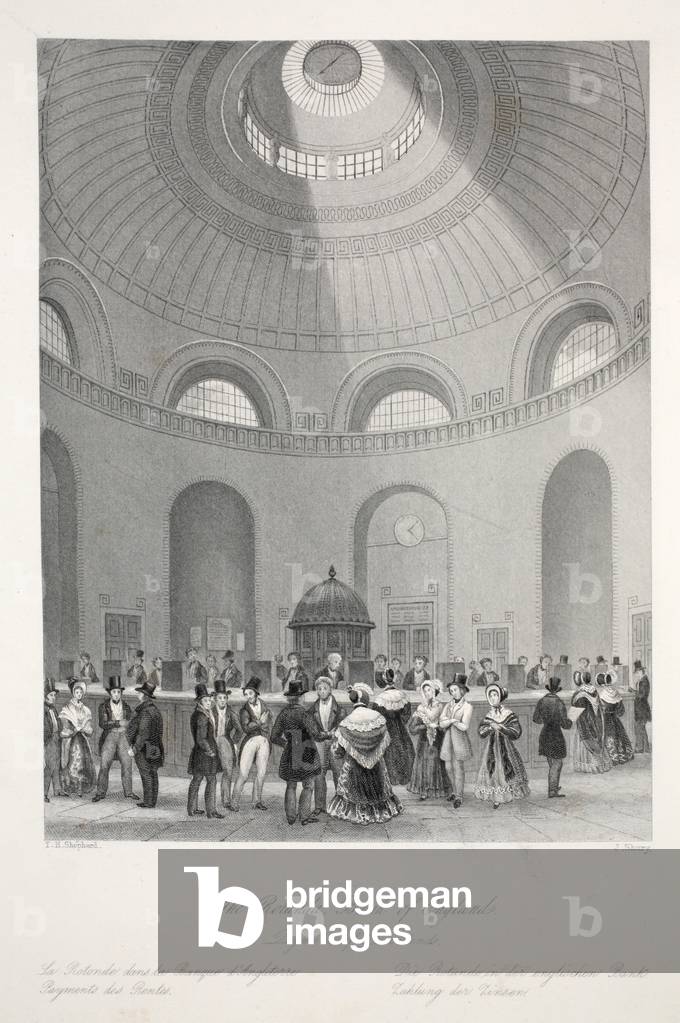 The Rotunda at the Bank of England, from 'London Interiors with their Costumes and Ceremonies' pub. Joseph Mead, London, c.1843 (steel engraving)