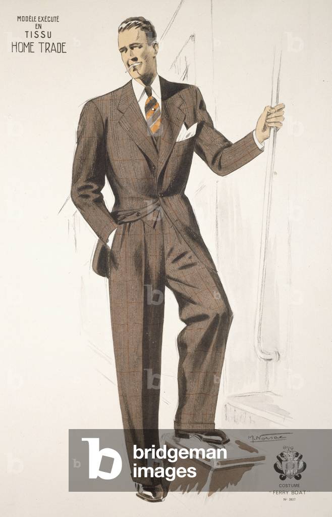 Advertisement for Olympic's 'Ferry boat' suit, 1929-30 (colour litho)