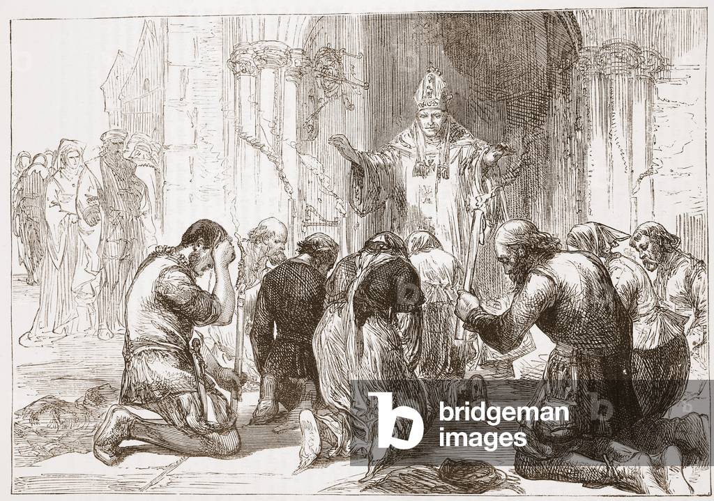 Lollards making abjuration of their faith, illustration from 'The History of Protestantism' by James Aitken Wylie (1808-1890), pub. 1878 (engraving)