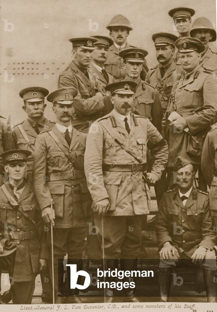 Lieutenant General F. L. Van Deventer, C.B and some members of his staff, 1914-19 (b/w photo)