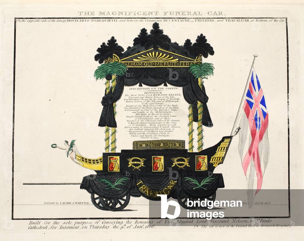 The Magnificent Funeral Car, pub. 1806 (hand coloured engraving)