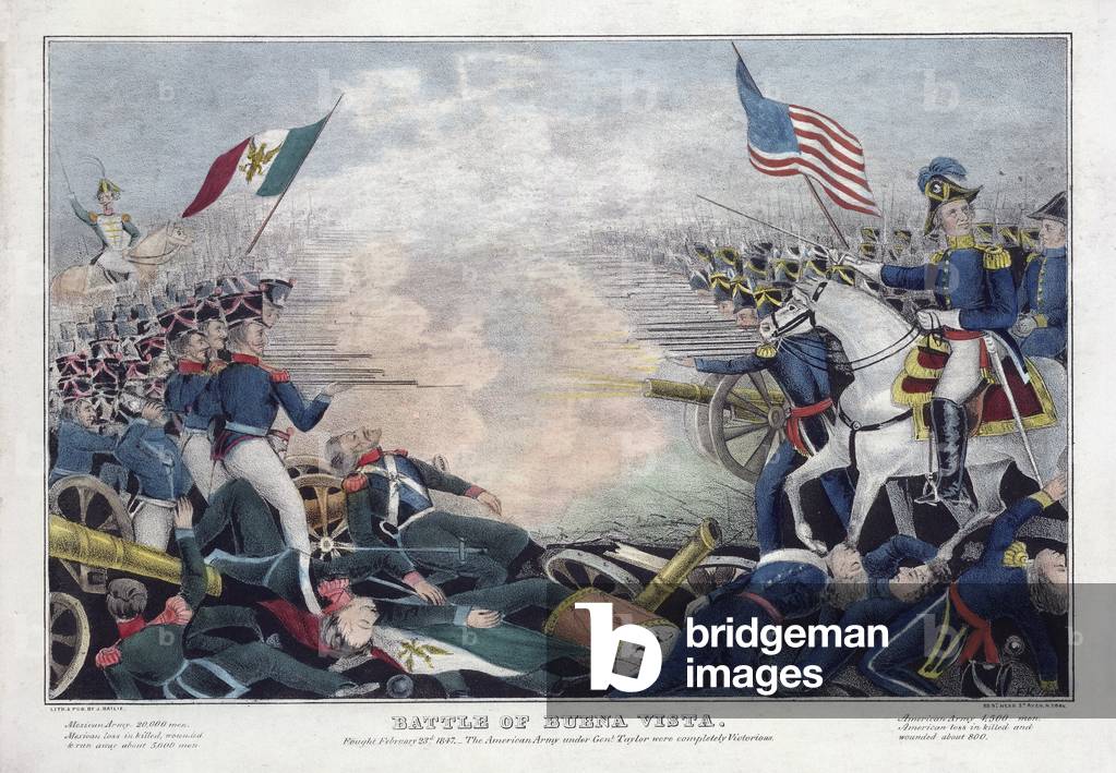 Battle of Buena Vista. Fought February 23rd, 1847. In which the American Army under General Taylor were completely Victorious, pub. 1847 (colour litho)