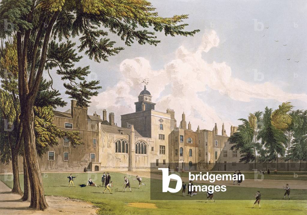 Charterhaus aus dem Spielgelände, aus 'History of Charterhaus', Teil von Ackermanns 'History of the Colleges',