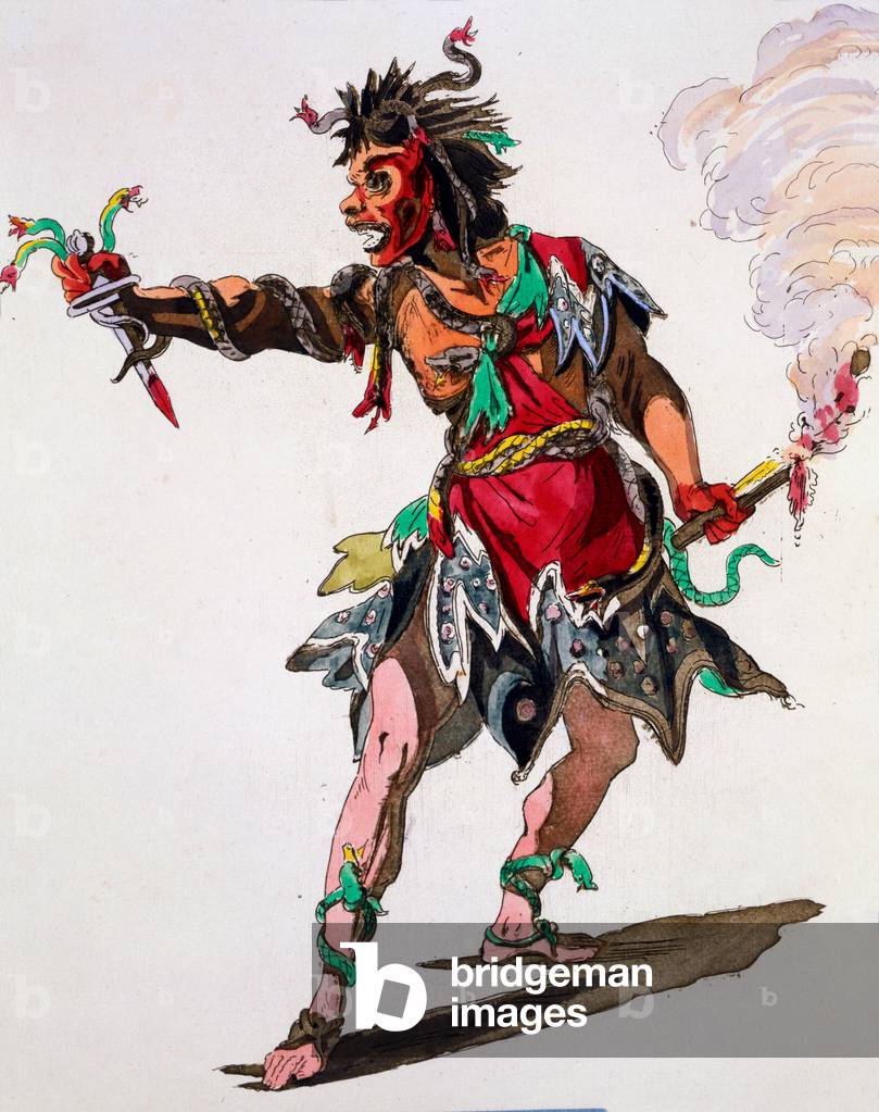 Costume Design for A Fury (hand-coloured engraving)