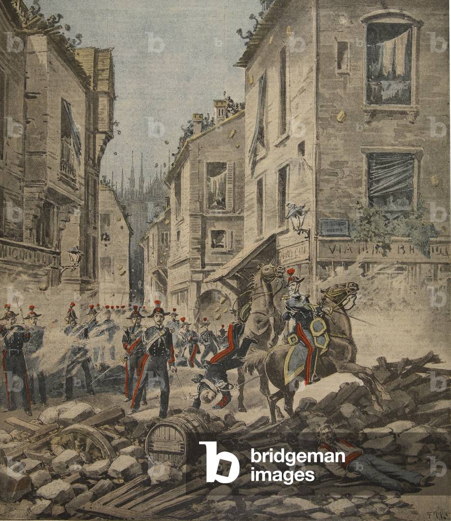 Serious troubles in Italy: riots in Milan, illustration from 'Le Petit Journal: Supplement illustre', 22nd May 1898 (colour litho)