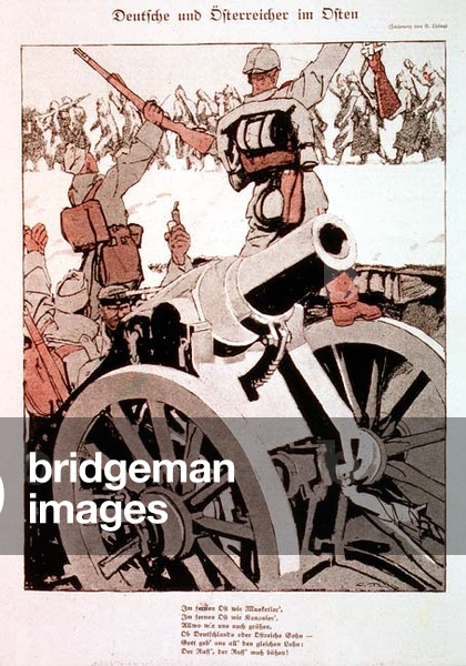 Germans and Austrians in the East, illustration from a German magazine, 'Simplicissimus', c.1915 (litho)