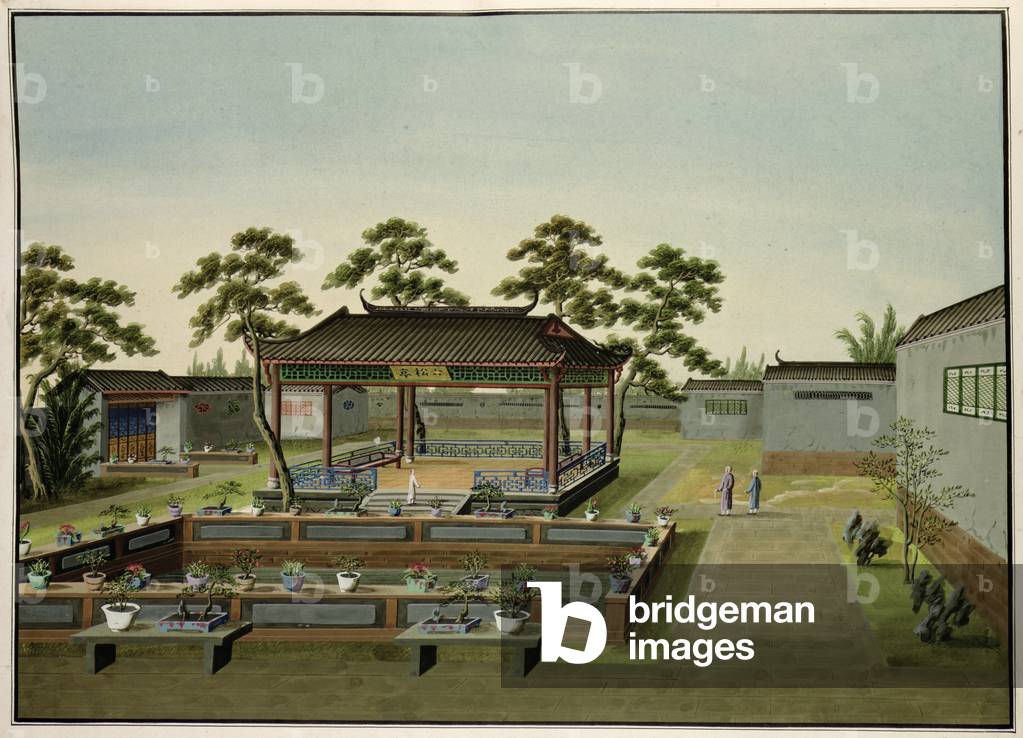 Image of Drawing depicting Garden Scene, 19th century by Chinese Artist