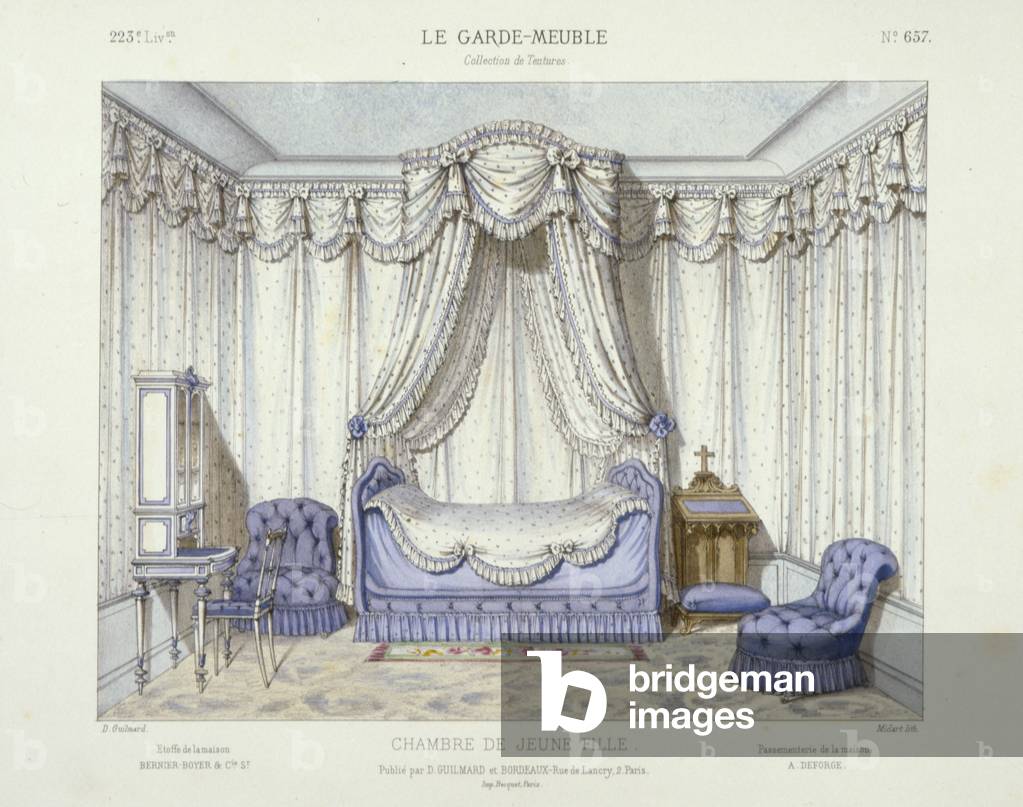 Chambre de Jeune Fille, from Le Garde-Meuble, Pub.  Paris, c.1890 (colour litho)
